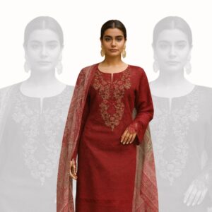 Crimson Charm – Organza Suit