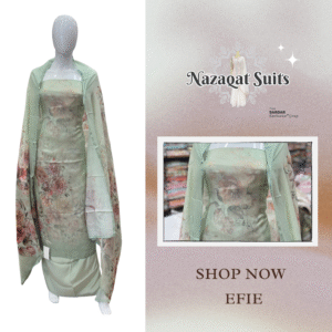 ✨ Nazaqat Suits – Unstitched Pastel Green Burbari Fabric Suit with Ari Thread Work, Crêpe Bottom & Burbari Digital Print Dupatta