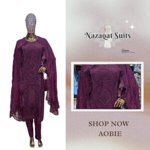 ✨ Nazaqat Suits –Lawn Cotton Suit with Mirror & Cutwork Embroidery