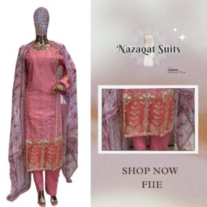 ✨ Nazaqat Suits – Ready-to-Wear Lawn Suit with Threadwork Embroidery