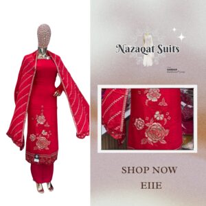 Chinnon Threadwork Suit with Pure Chinnon Silk Dupatta & Heavy Jaal Embroidery – Opada Silk Bottom