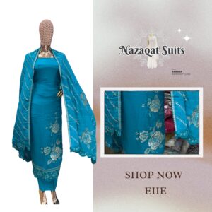 Chinnon Threadwork Suit with Pure Chinnon Silk Dupatta & Heavy Jaal Embroidery – Opada Silk Bottom