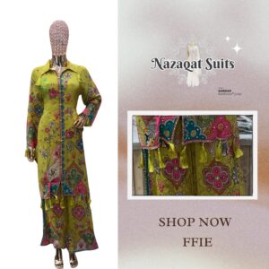 Crepe Fabric Co-Ords Set with Mirror Work Corset & Plazo Bottom – Nazaqat Suits