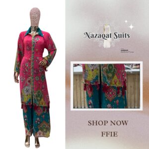 Crepe Fabric Co-Ords Set with Mirror Work Corset & Plazo Bottom – Nazaqat Suits