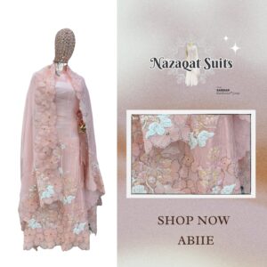 Organza Dress with Heavy Sequin Embroidery & Matching Dupatta – Crêpe Bottom Nazaqat Suits
