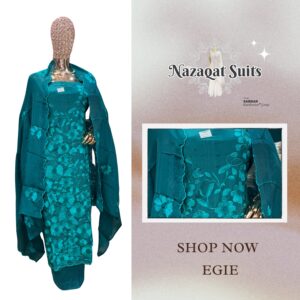 Masleen Silk Threadwork Suit with Muslin Silk Dupatta & Opada Silk Bottom – Nazaqat Suits