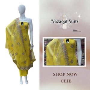 Shimmer Silk Suit with Multi-Thread Embroidery & Organza Dupatta – Opada Silk Bottom