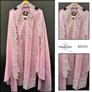 Light Mauve Cutwork Designer Readymade Suit with Elegant Dupatta