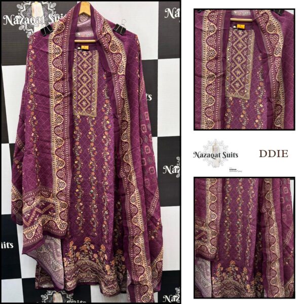 Elegant Wine Purple Crepe Pakistani Style Suit Set – Sikhaccessories