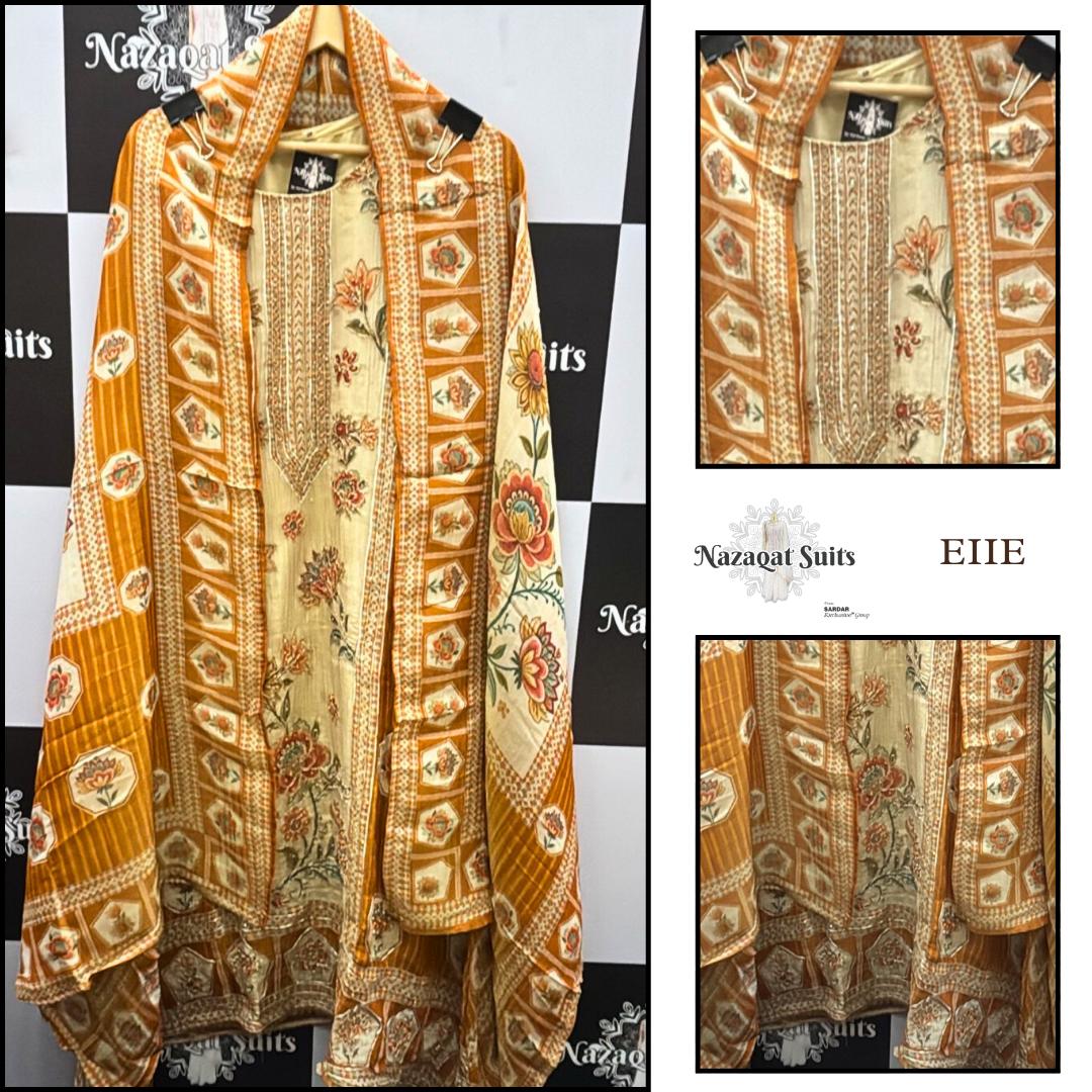 Elegant Mustard Crush Shimmer Anarkali Style Designer Suit