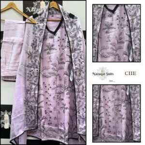 Pastel Lavender Silk Readymade Suit with Elegant Printed Design