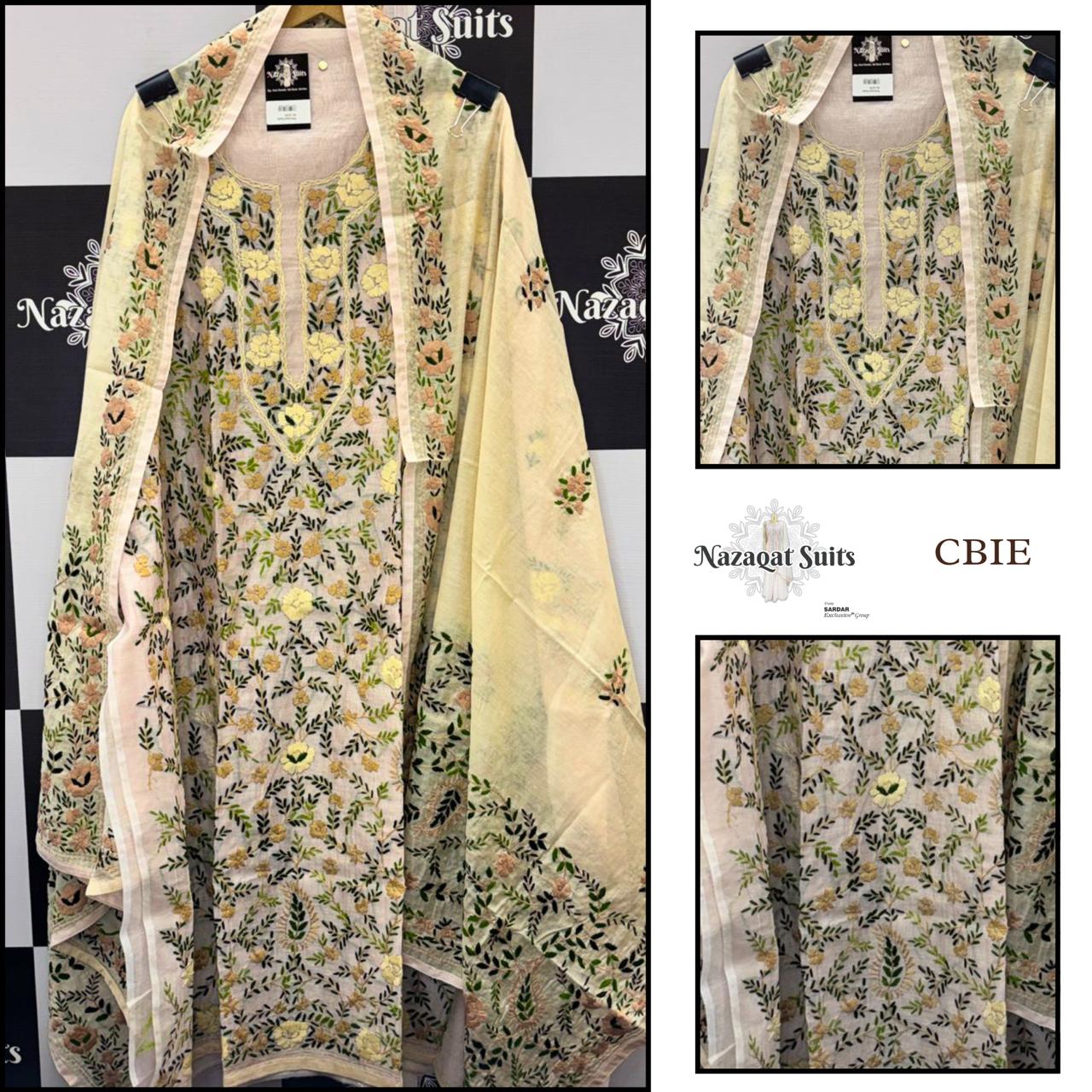 Elegant Cream Georgette Suit with Delicate Phulkari Handwork