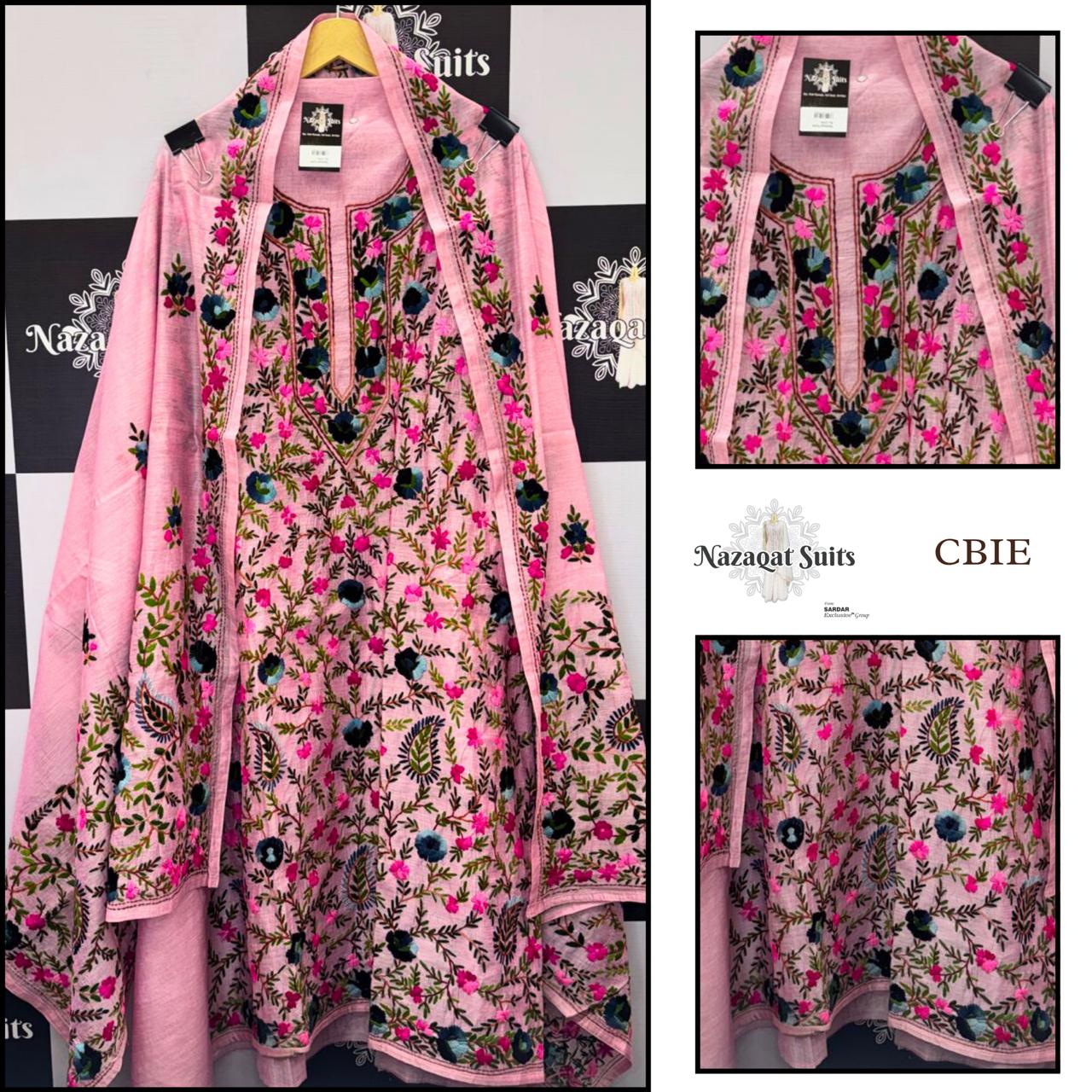 Soft Pink Georgette Suit with Heavy Phulkari Handwork