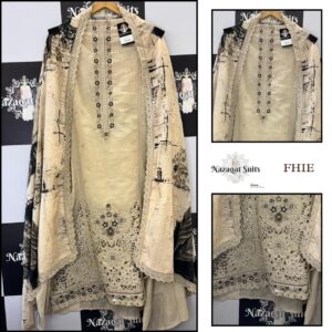 Beige Mal Chandari Suit with Thread Work and Cutwork