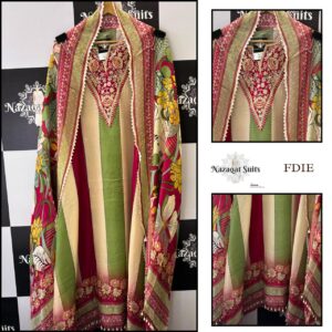 Multicolor Organza Suit with Patch Work and Organza Dupatta