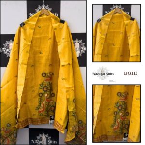 Handwoven Linen Cotton Suit with Artistic Printed Design Set