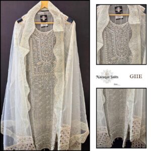 Elegant Chiffon Suit with Cippi Hand Embroidery in Grey