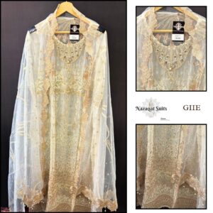 Designer Chiffon Suit with Net Dupatta in Elegant Ivory