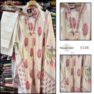 Elegant Cotton Suit with Floral Print and Cotton Bottom