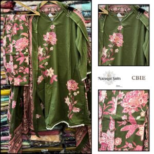Elegant Cotton Suit with Floral Print and Cotton Bottom