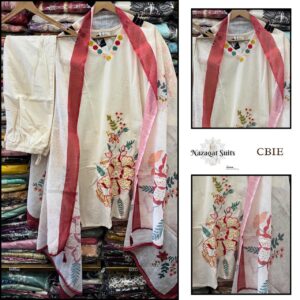 Elegant Khadi Cotton Suit with Floral Embroidery Work